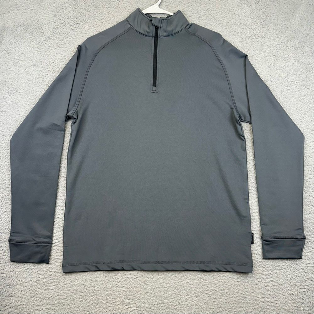 Swannies Golf Sweater Mens Medium Gray‎ Pullover 1/4 Zip Stretch Repreve 23 NEW
